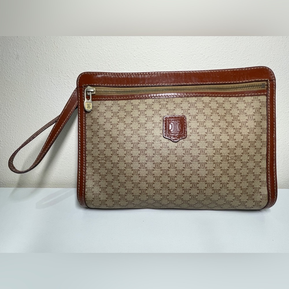 CELINE MACADAM VINTAGE CLUTCH WRISTLET POUCH